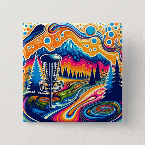 Psychedelic Disc Golf Course in the Mountains Button