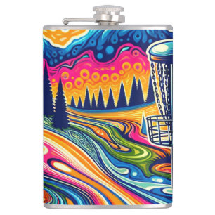 Psychedelic Disc Golf Course in the Mountains Flask