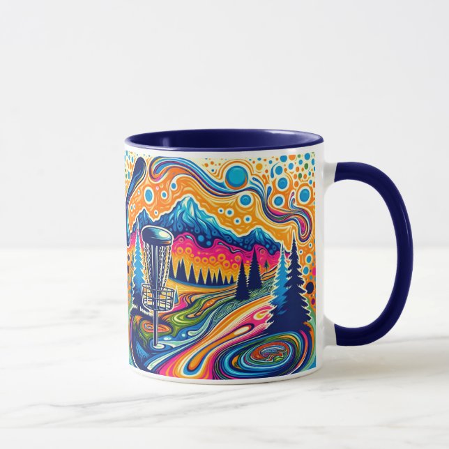 Psychedelic Disc Golf Course in the Mountains Mug (Right)