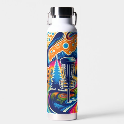 Psychedelic Disc Golf Course in the Mountains Water Bottle