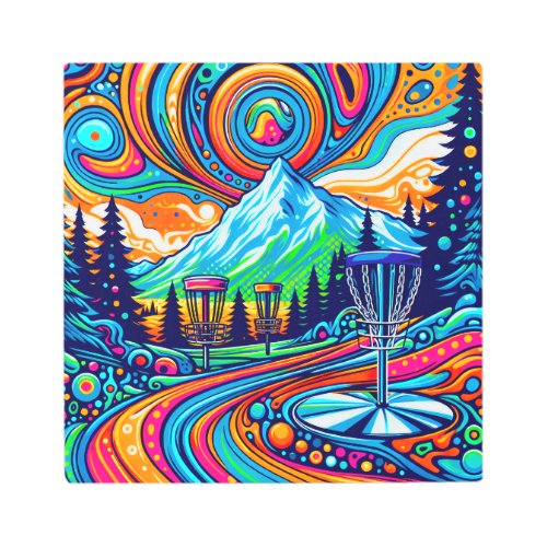 Psychedelic Disc Golf Course  Metal Print