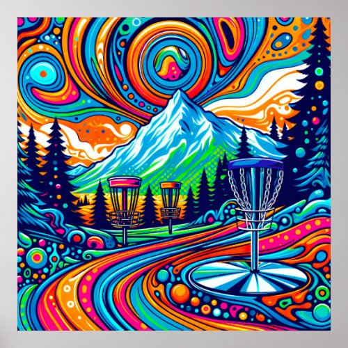 Psychedelic Disc Golf Course  Poster