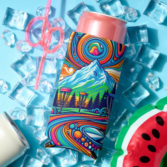 Psychedelic Disc Golf Course  Seltzer Can Cooler (In Situ Summer)