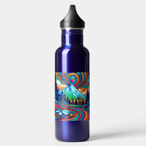 Psychedelic Disc Golf Course  Water Bottle