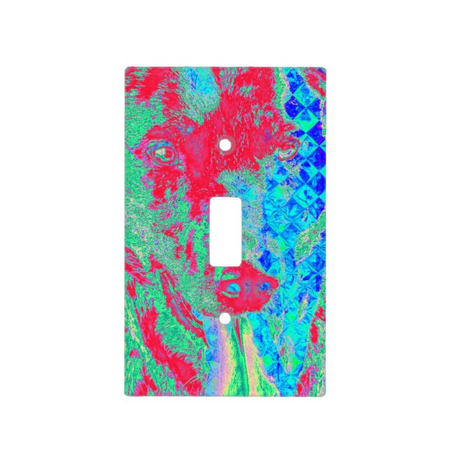 Psychedelic Dog Light Switch Cover (Front)