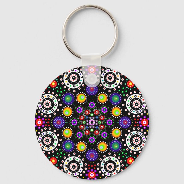 Psychedelic Dot Mandala Keychain (Front)