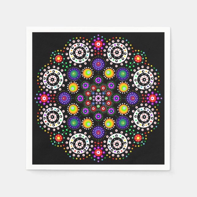 Psychedelic Dot Mandala   Napkins (Front)