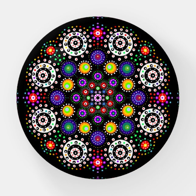 Psychedelic Dot Mandala   Paperweight (Front)