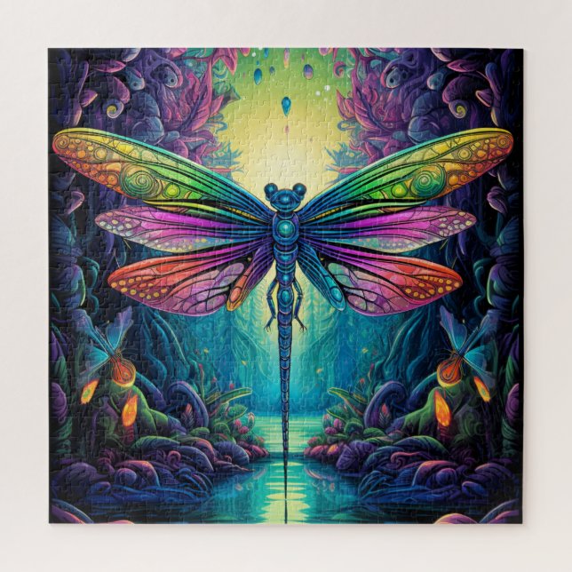 Psychedelic Dragonfly #1 Jigsaw Puzzle (Vertical)