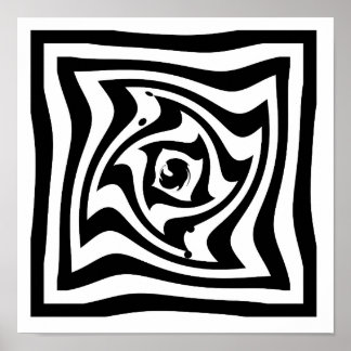 Psychedelic drawing with optical illusion effect poster