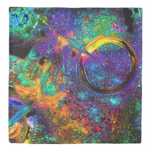 Psychedelic dream _ Motocross Racer Duvet Cover