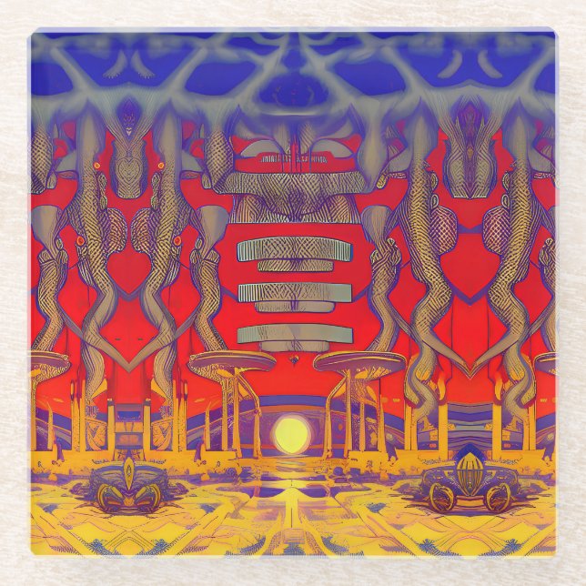 Psychedelic Dreamland Glass Coaster (Front)