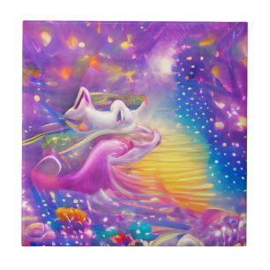 Psychedelic dreams colorful madness abstract art ceramic tile