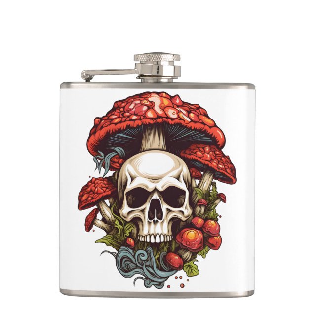Psychedelic Dreams: Skulls in Wonderland Flask (Front)