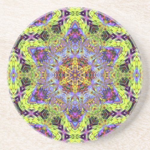 Psychedelic Dude Hexagram V 2  Sandstone Coaster