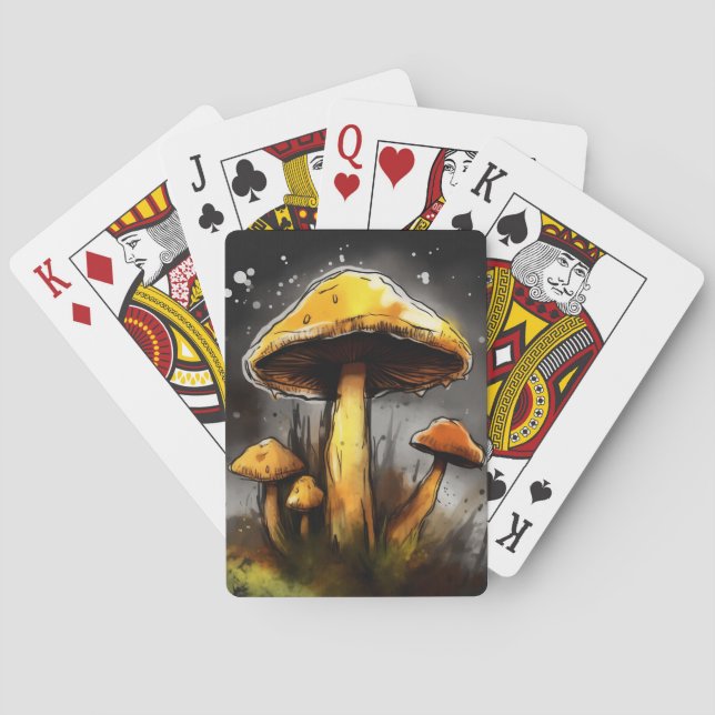 Psychedelic Earthy Mushrooms Generative AI Poker Cards (Back)