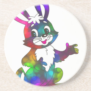 psychedelic easter bunny coaster