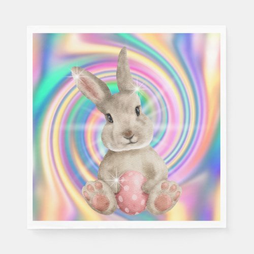 Psychedelic Easter Bunny Paper Napkins