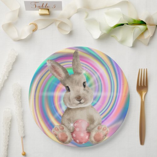 Psychedelic Easter Bunny Paper Plate