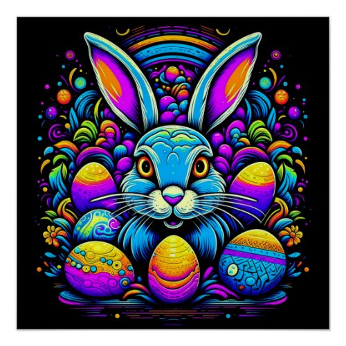 Psychedelic Easter Bunny Poster