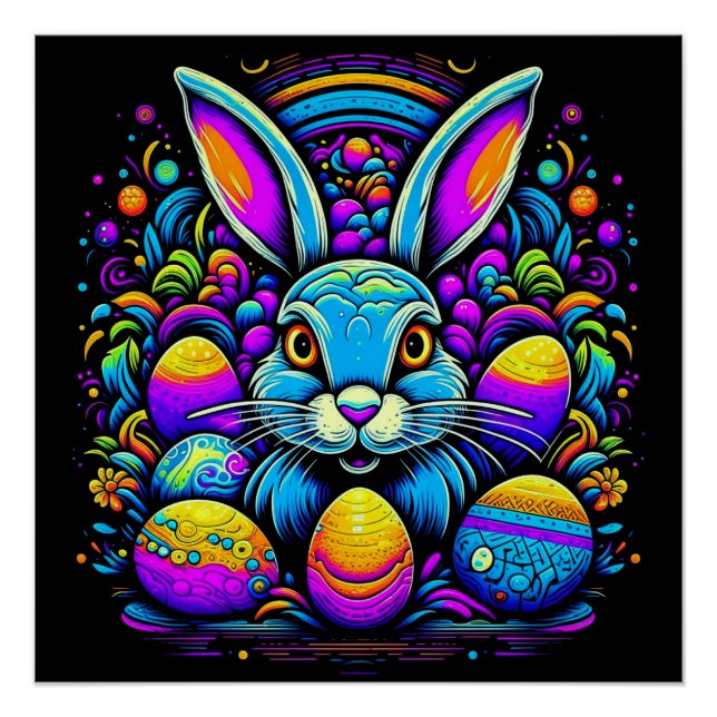 Psychedelic Easter Bunny Poster (Front)