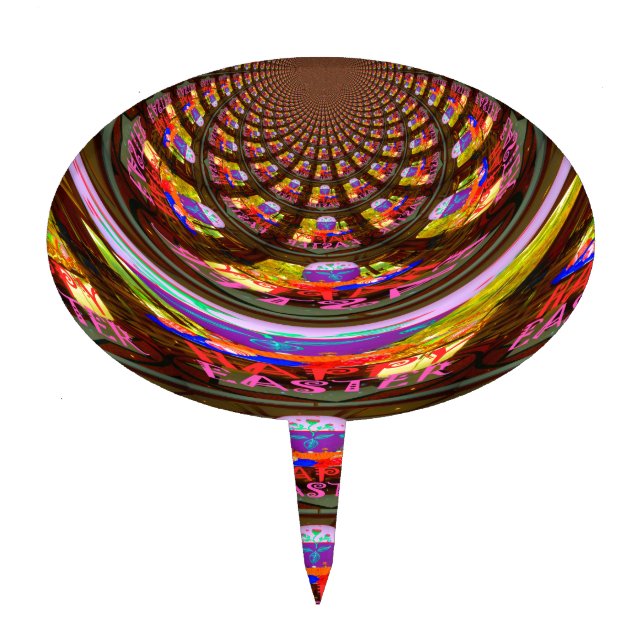 Psychedelic Easter Kaleidoscope Art Print Cake Topper (Front)