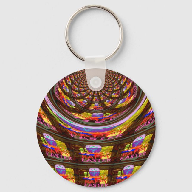 Psychedelic Easter Kaleidoscope Art Print Keychain (Front)