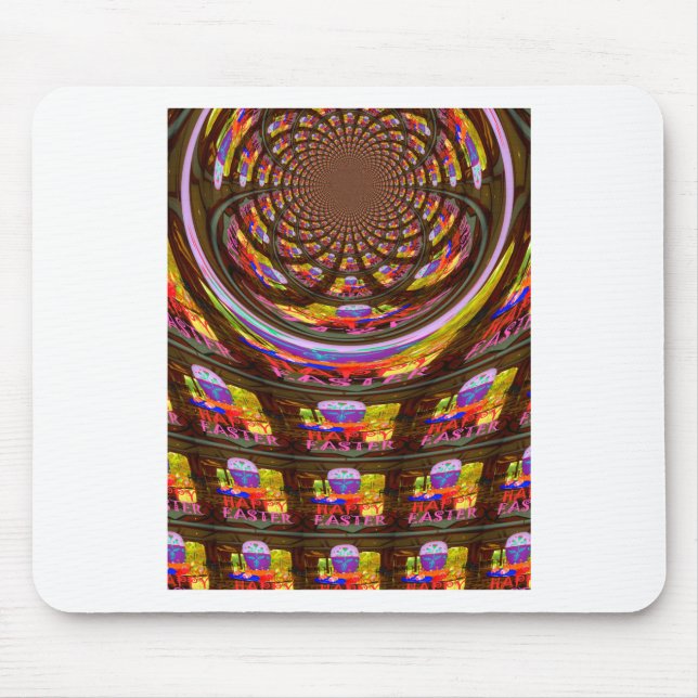 Psychedelic Easter Kaleidoscope Art Print Mouse Pad (Front)