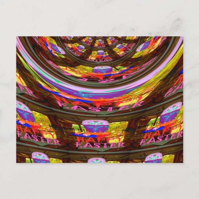 Psychedelic Easter Kaleidoscope Art Print Postcard (Front)