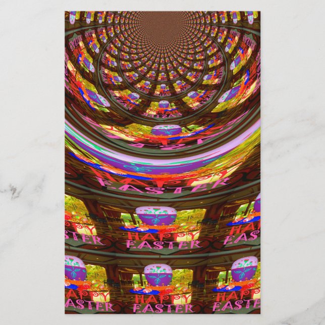 Psychedelic Easter Kaleidoscope Art Print Stationery (Front)