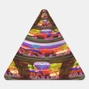 Psychedelic Easter Kaleidoscope Art Print Triangle Sticker