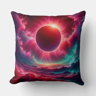Psychedelic eclipse throw pillow