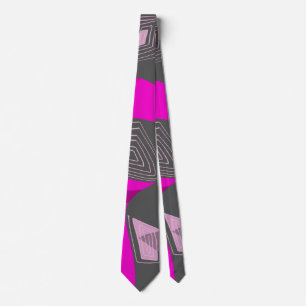 Psychedelic Egyptian Collage: Fuchsia Red Gray Neck Tie