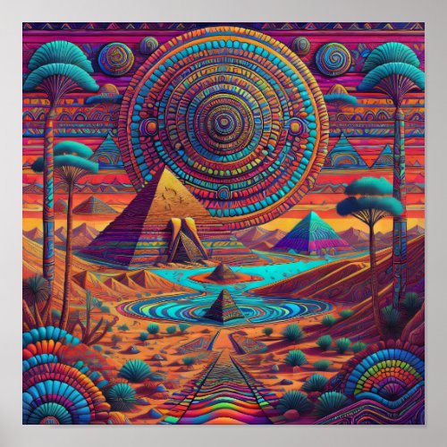 Psychedelic Egyptian Landscape  Poster