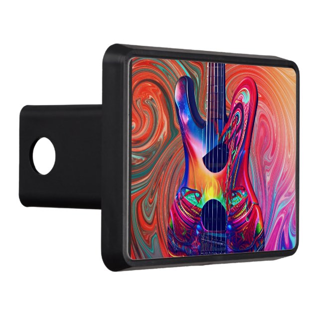 Psychedelic Electric Acoustic Semi Guitars Art     Hitch Cover (Right)
