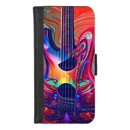 Psychedelic Electric Acoustic Semi Guitars Art    iPhone 87 Wallet Case