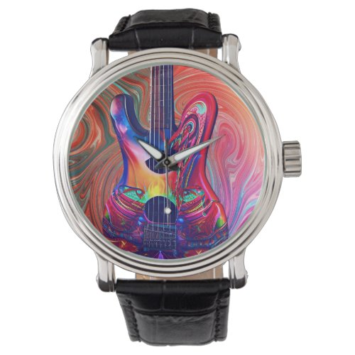 Psychedelic Electric Acoustic Semi Guitars Art     Watch
