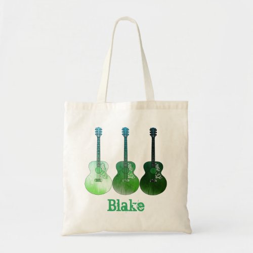 Psychedelic Electric Guitars Funky Green Pop Art Tote Bag