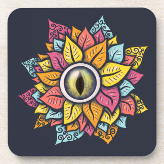  Psychedelic Eye Flower - Colorful Trippy Art  Beverage Coaster