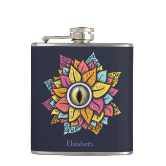  Psychedelic Eye Flower - Colorful Trippy Art  Flask