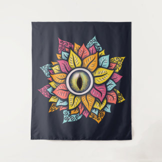 Psychedelic Eye Flower - Colorful Trippy Art Tapestry