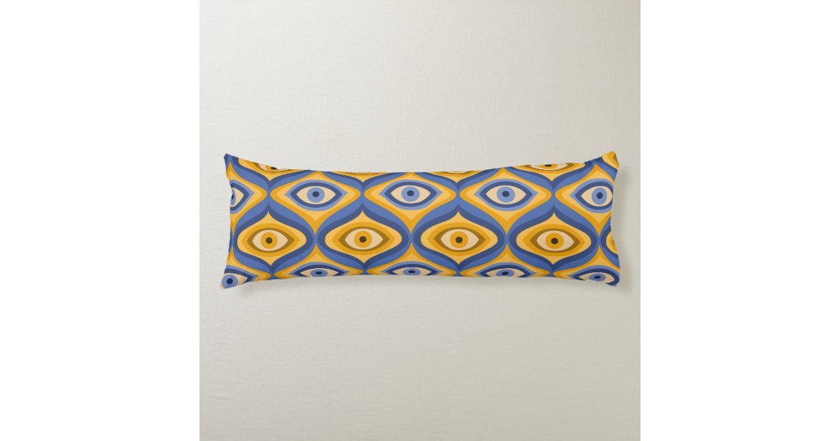 Psychedelic eye pattern indigo blue yellow body pillow Zazzle