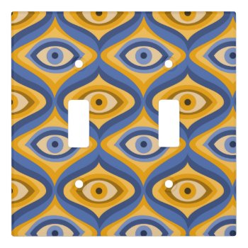Psychedelic Eye Pattern Indigo Blue Yellow Light Switch Cover by borianag at Zazzle