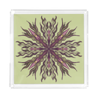 Psychedelic Eye Plant - Surreal Botanical Mandala Acrylic Tray