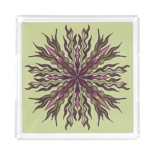 Psychedelic Eye Plant - Surreal Botanical Mandala Acrylic Tray