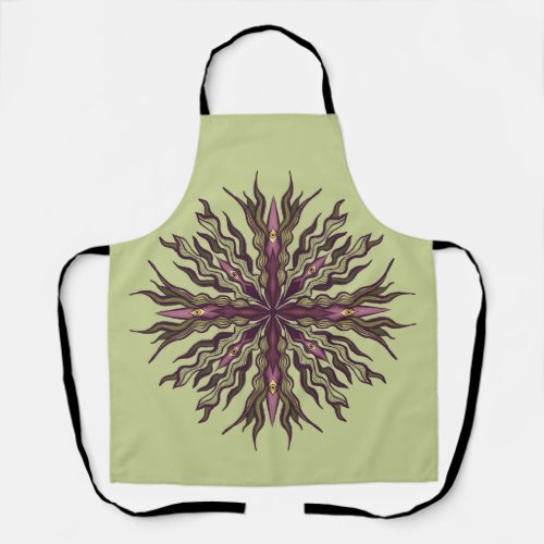 Psychedelic Eye Plant - Surreal Botanical Mandala Apron