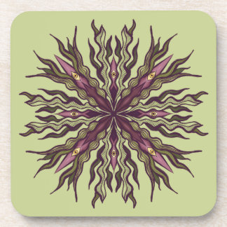 Psychedelic Eye Plant - Surreal Botanical Mandala Beverage Coaster