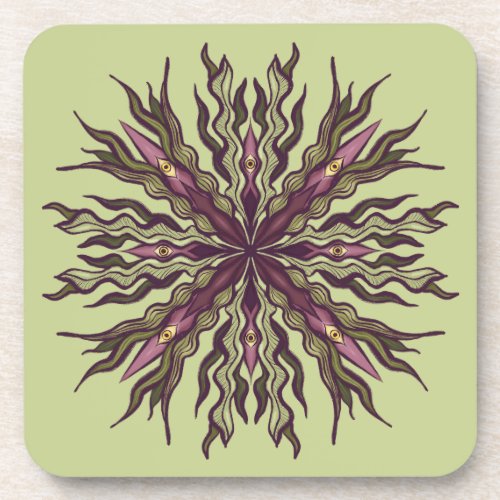 Psychedelic Eye Plant - Surreal Botanical Mandala Beverage Coaster