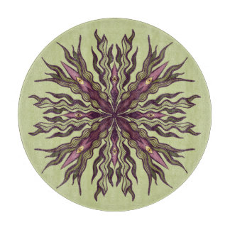 Psychedelic Eye Plant - Surreal Botanical Mandala Cutting Board