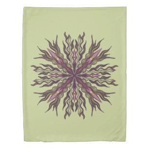 Psychedelic Eye Plant - Surreal Botanical Mandala Duvet Cover